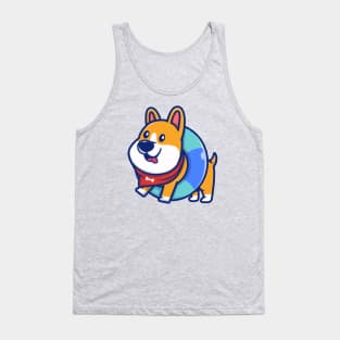 Cute Corgi With Swim Ring Tank Top